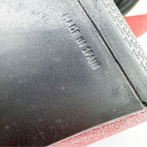 Stuart Weizmann Black Red and White Wide Strap Platform Sandals with Ankle Strap - Picture 9 of 15